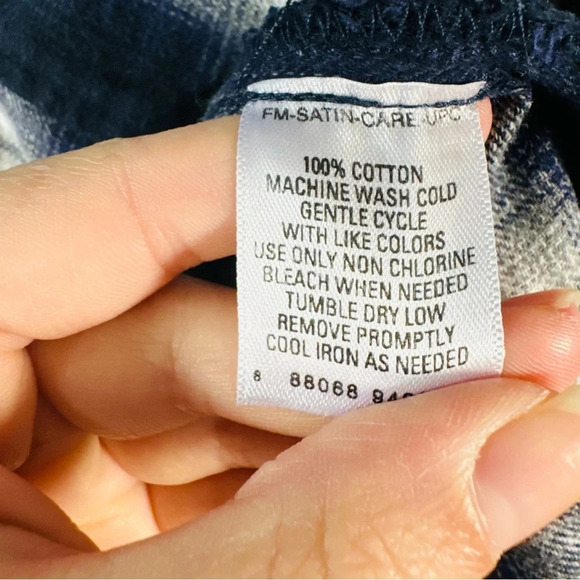 Plaid Blue Gray Button Down Flannel Long Sleeves Women's XL Indigo - Picture 5 of 7